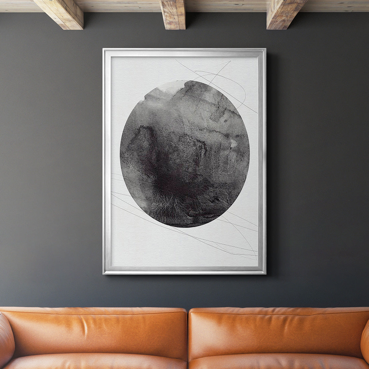 Graphite Moon I - Modern Framed Canvas Print