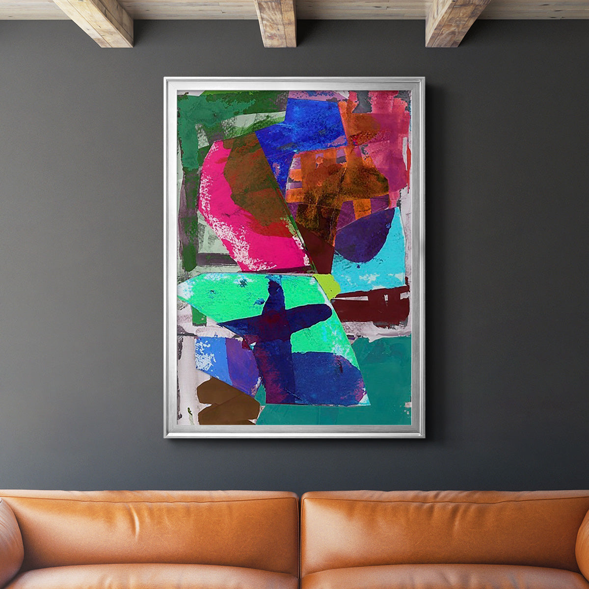 Brights Strokes III - Modern Framed Canvas Print