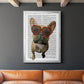 French Bulldog and Heart Glasses - Modern Framed Canvas Print