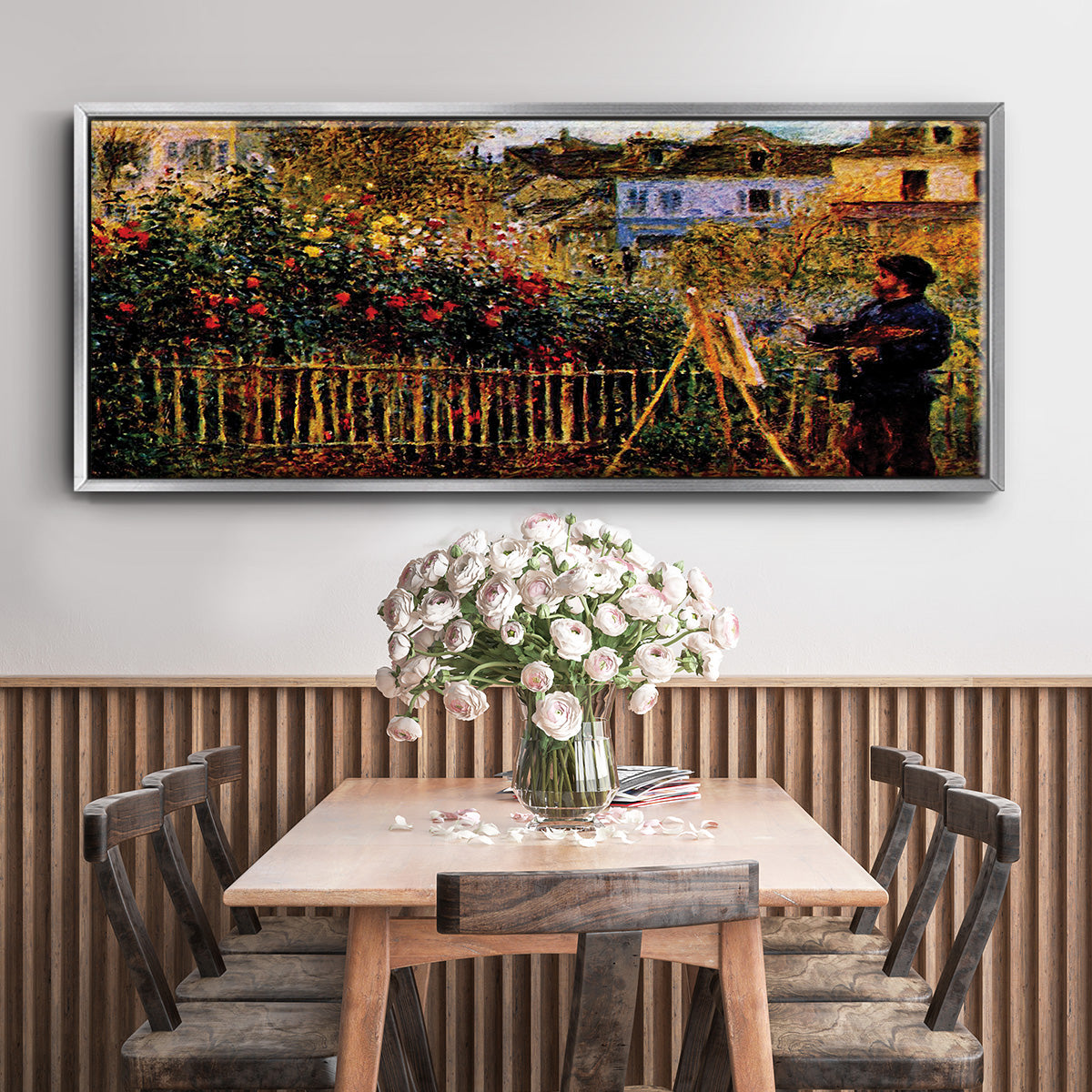 Monet Painting in His Garden in Argenteuil - Floater Framed Canvas Print