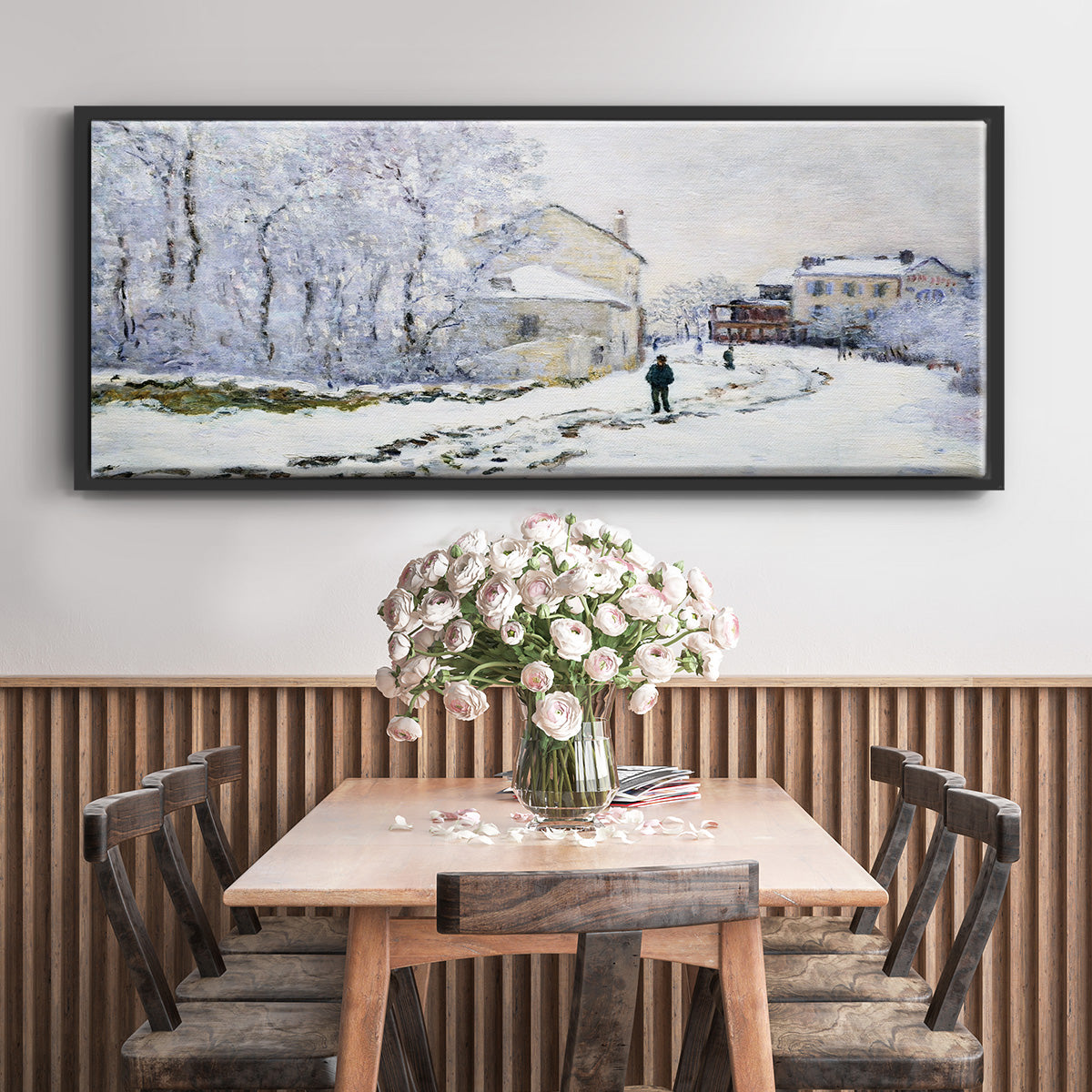Snow in Argenteuil, 1875 - Floater Framed Canvas Print