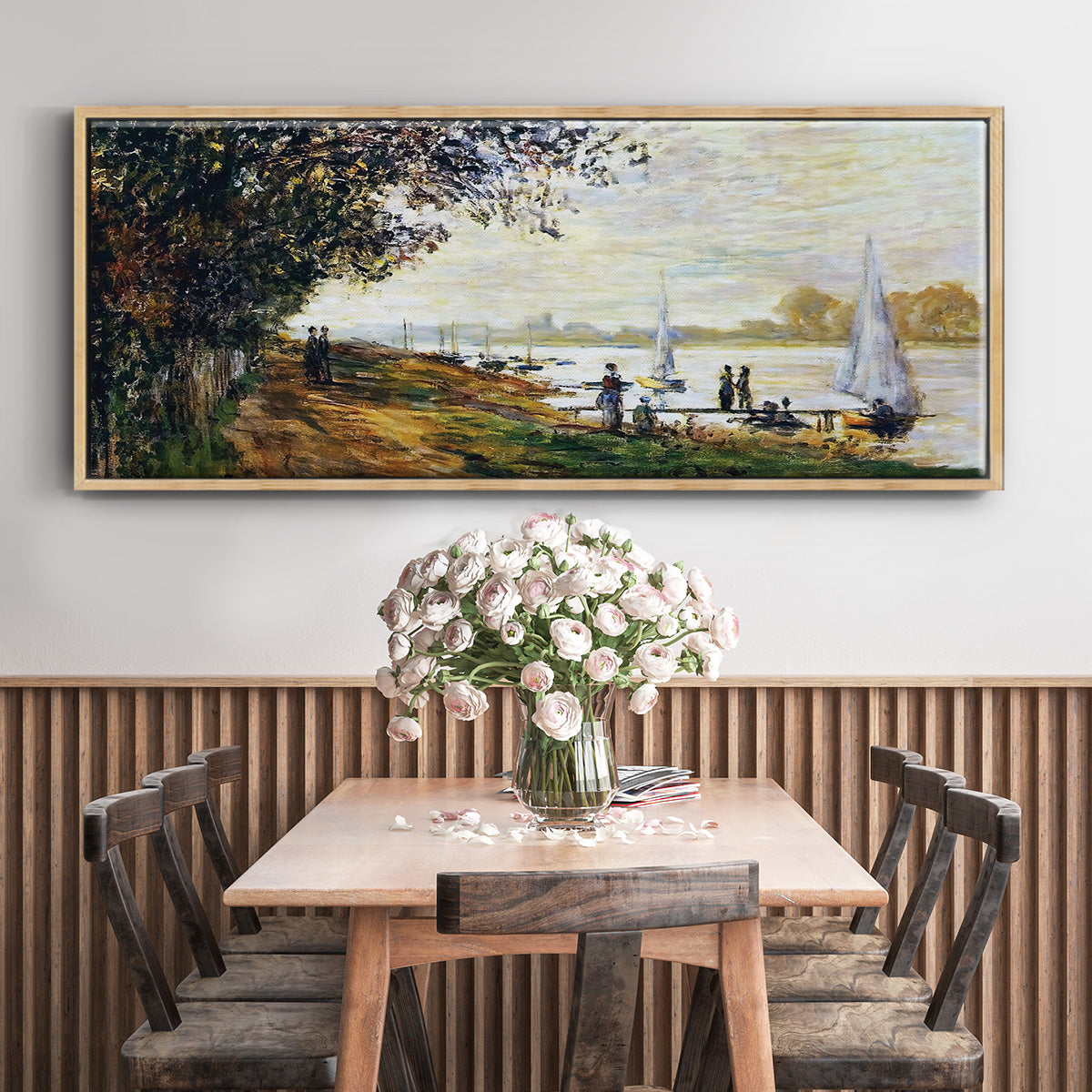 The Riverbank at Le Petit - Floater Framed Canvas Print