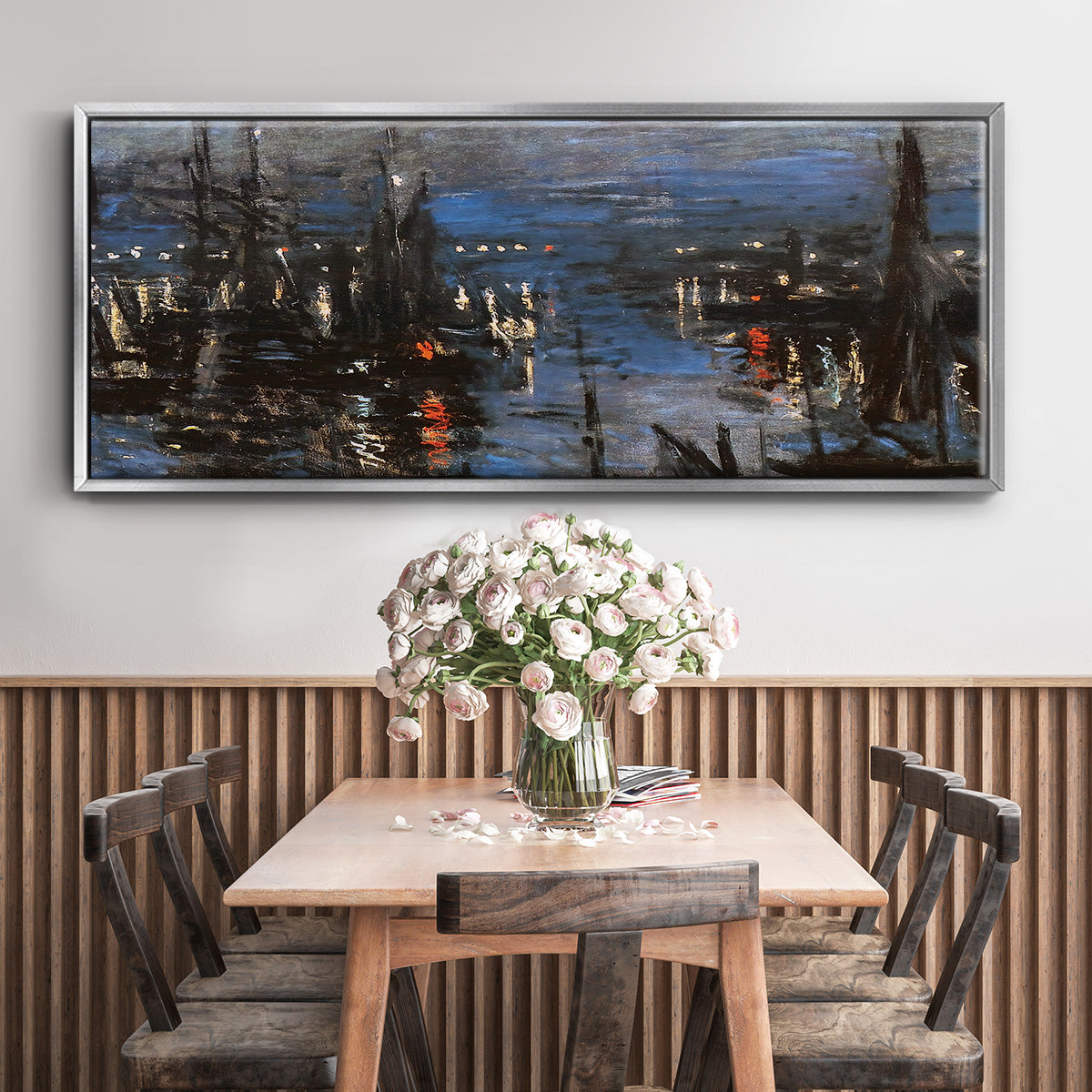The Port of Le Havre, Night Effect, 1873 - Floater Framed Canvas Print