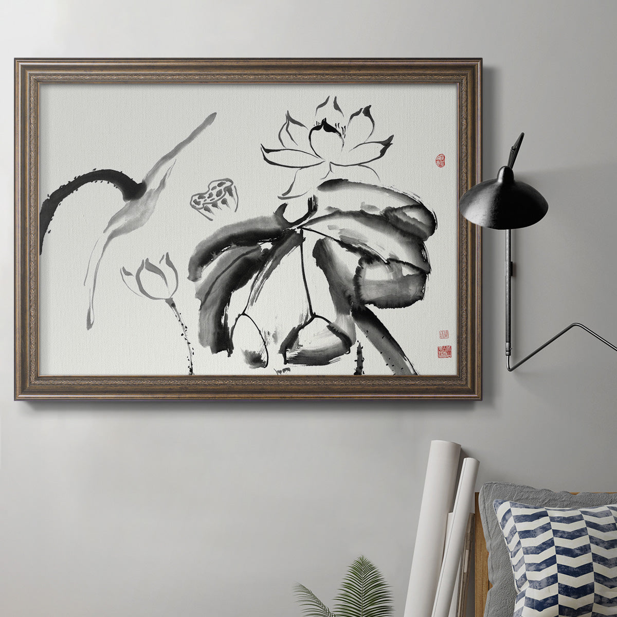 Lotus Study III Premium Framed Canvas- Ready to Hang