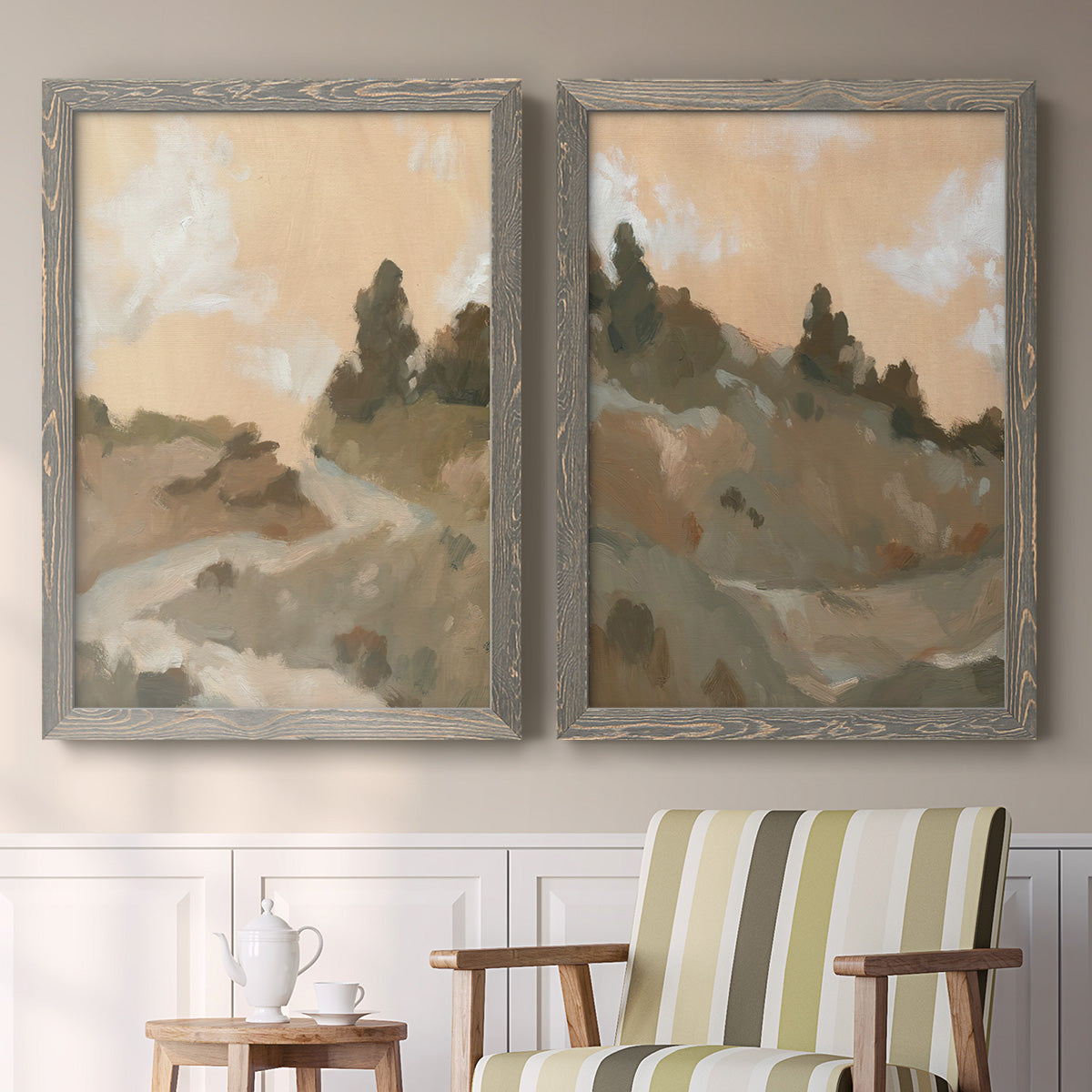 Hillside Walking Path I - Premium Framed Canvas 2 Piece Set - Ready to Hang