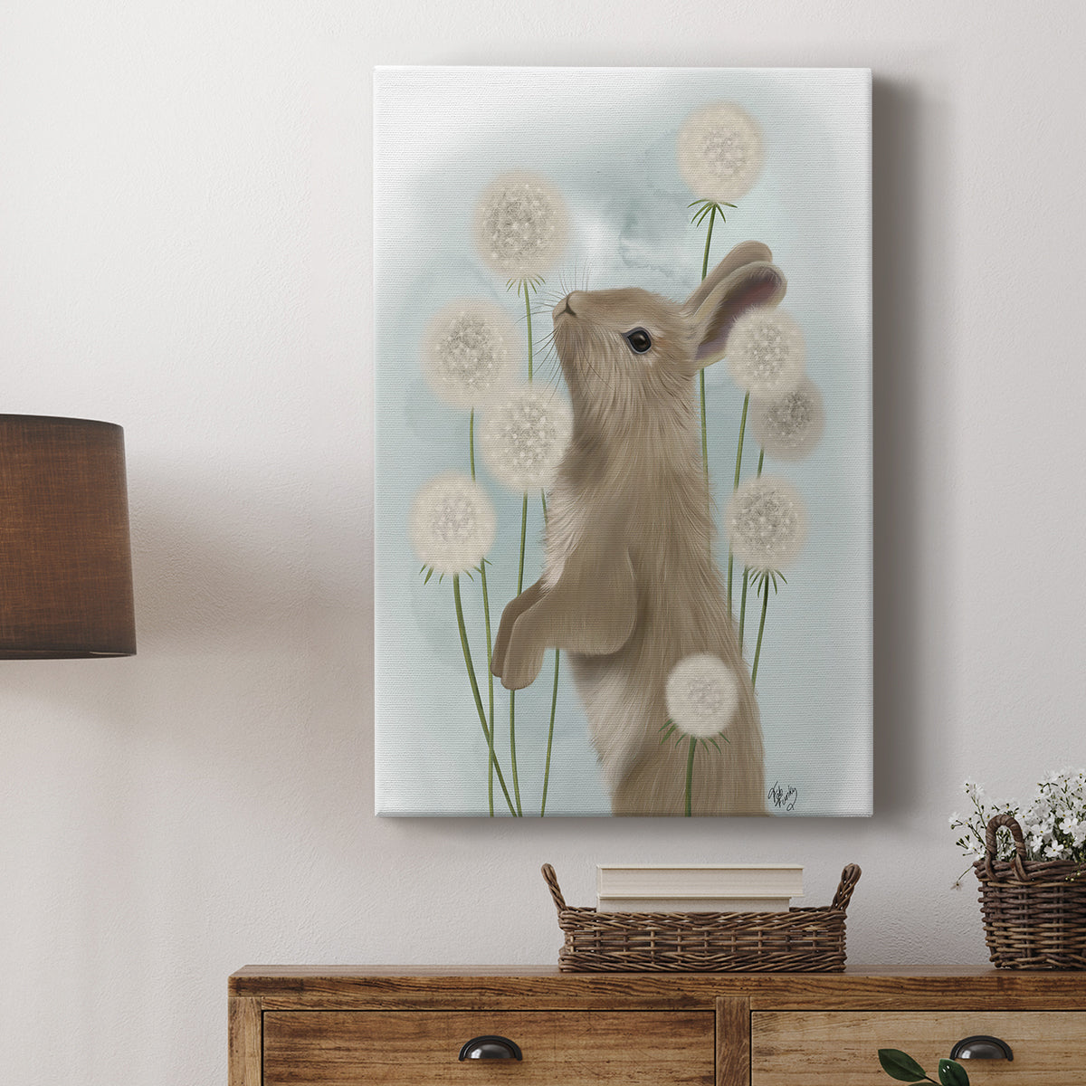 Rabbit In Dandylions - Canvas Art Print