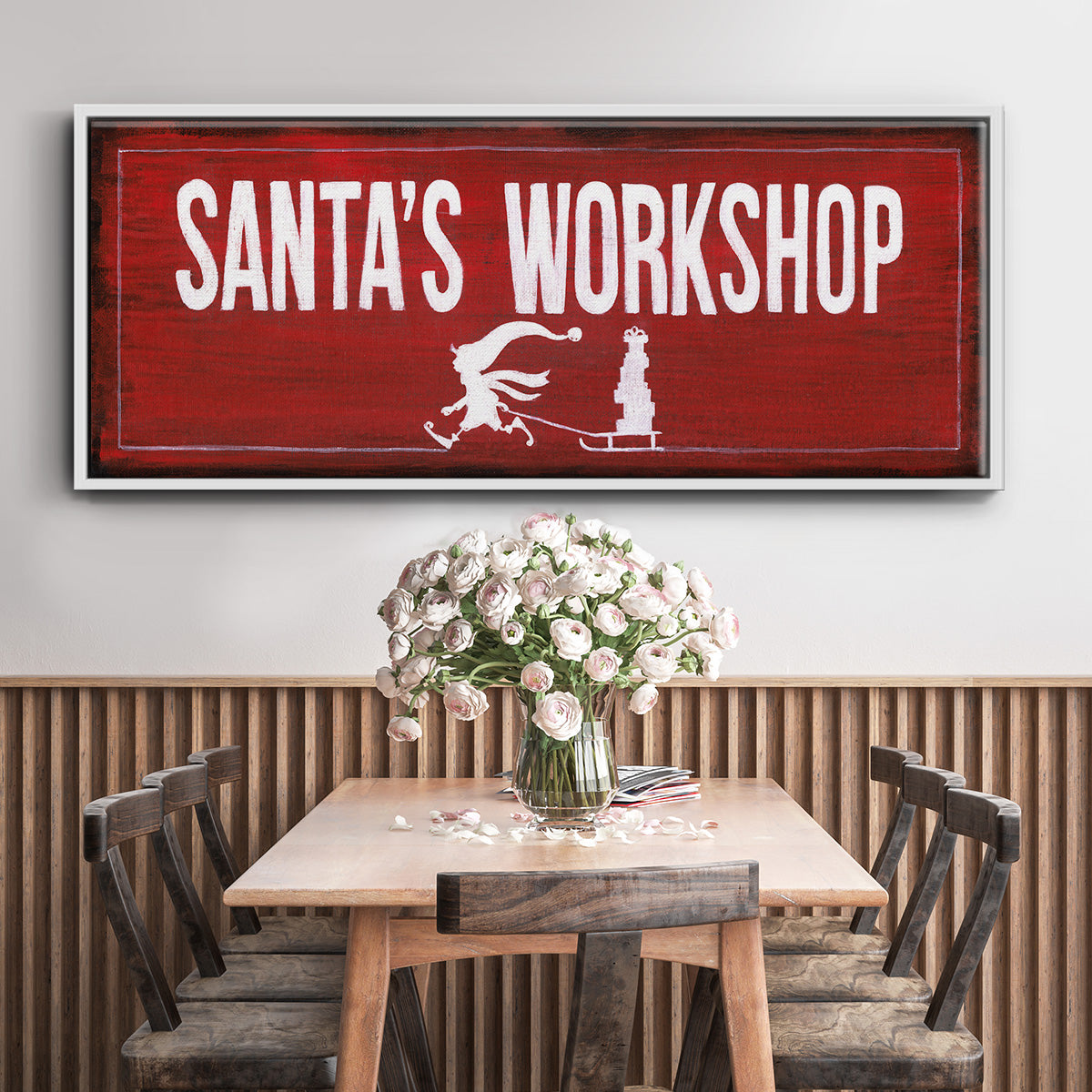 Santa's Workshop - Floater Framed Canvas Print