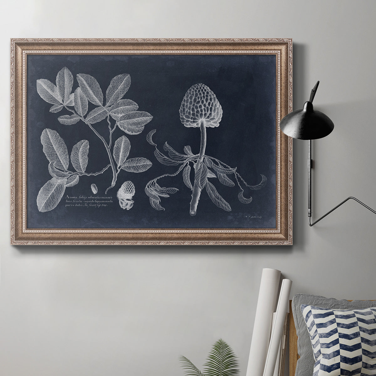 Foliage on Navy II Premium Framed Canvas- Ready to Hang