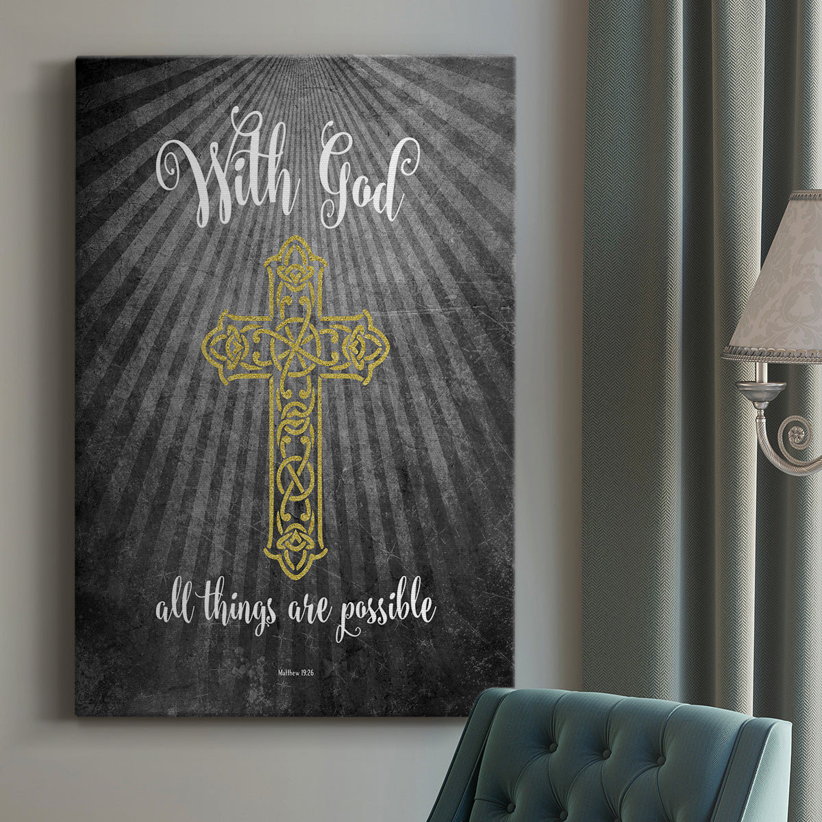 With God Gold Premium Gallery Wrapped Canvas - Ready to Hang