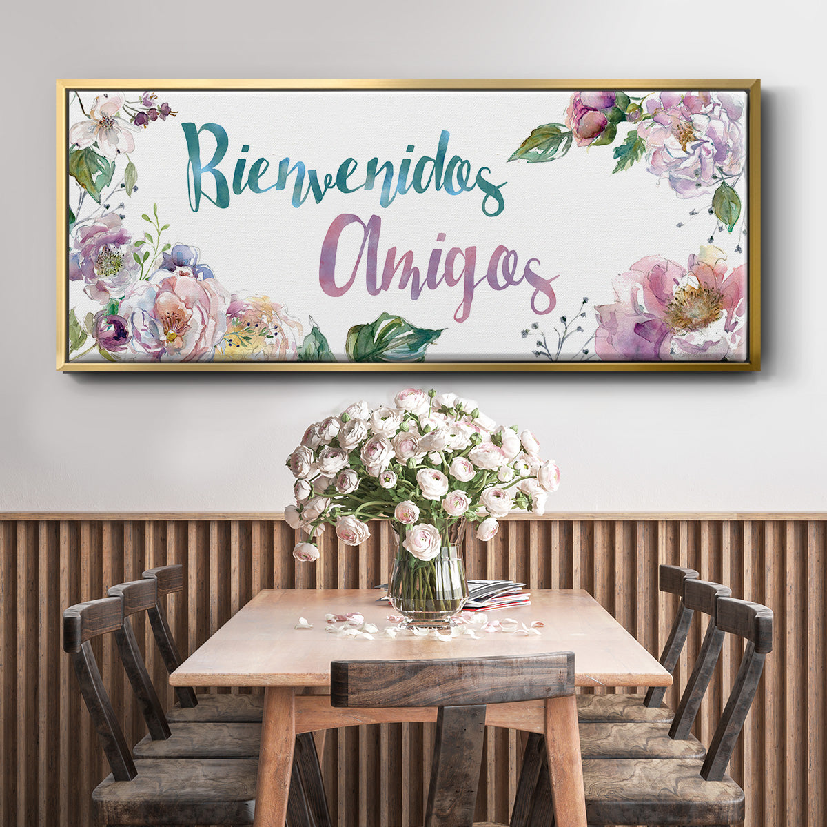 Bienvenidos Amigos - Floater Framed Canvas Print