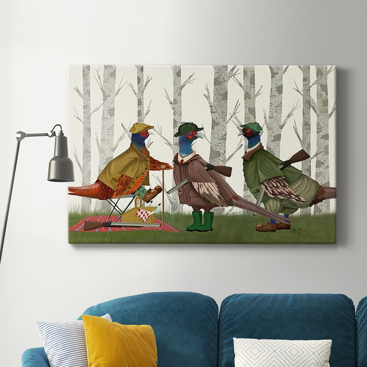 Pheasant Shooting Party Group 1 Premium Gallery Wrapped Canvas - Ready to Hang