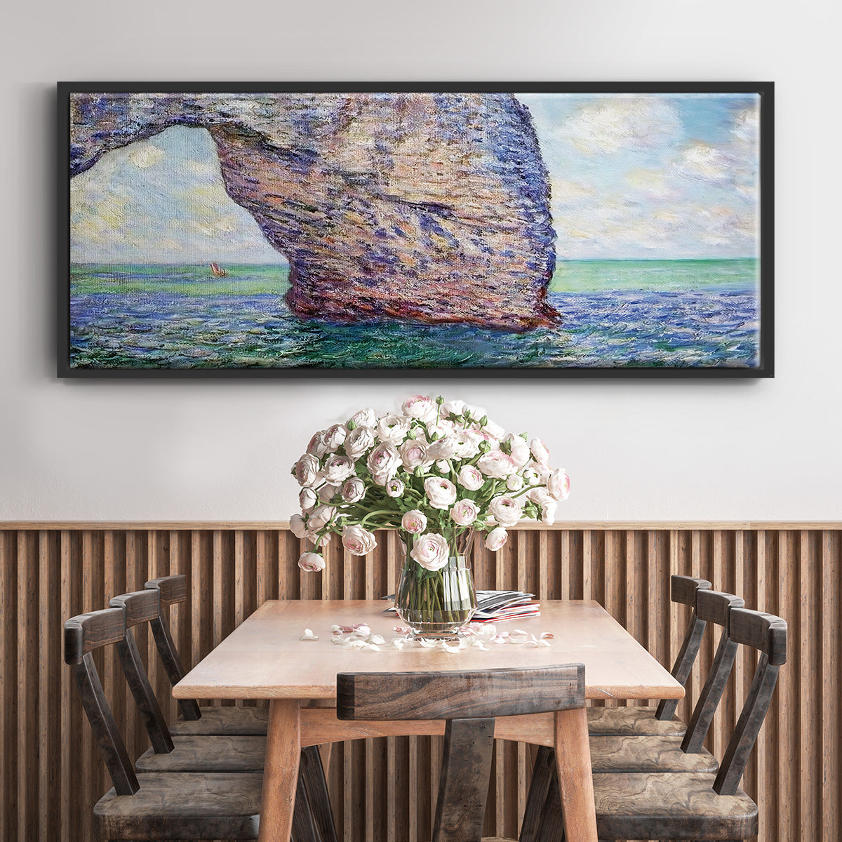 The Manneport at High Tide, 1885 - Floater Framed Canvas Print