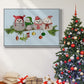 Christmas Fluffy Christmas Owls on Branch - Framed Gallery Wrapped Canvas in Floating Frame