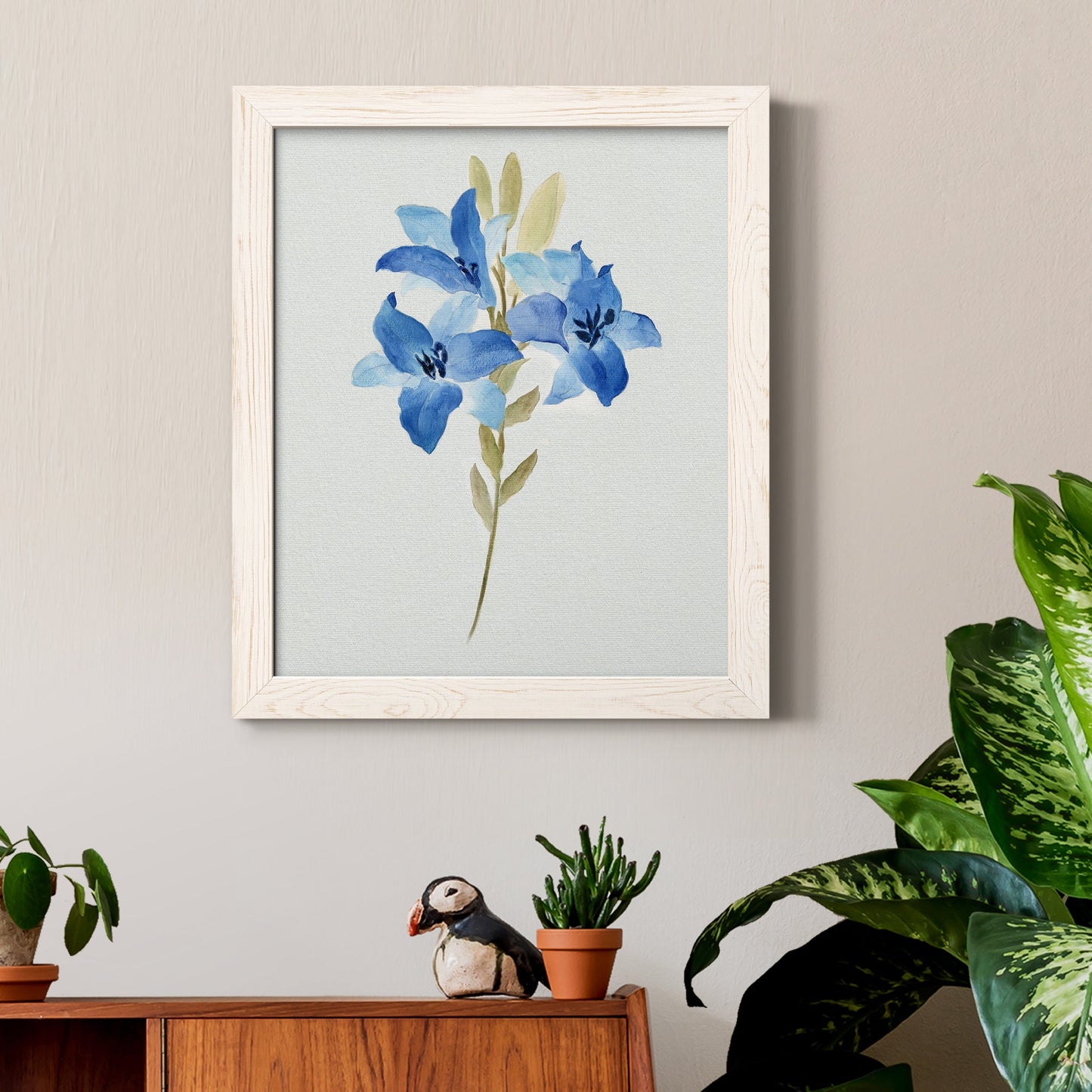 Blue Blossom Botanical III - Premium Canvas Framed in Barnwood - Ready to Hang