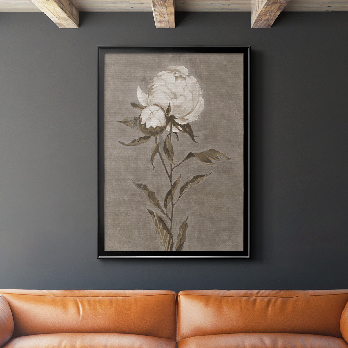 Pretty As A Peony II - Modern Framed Canvas Print