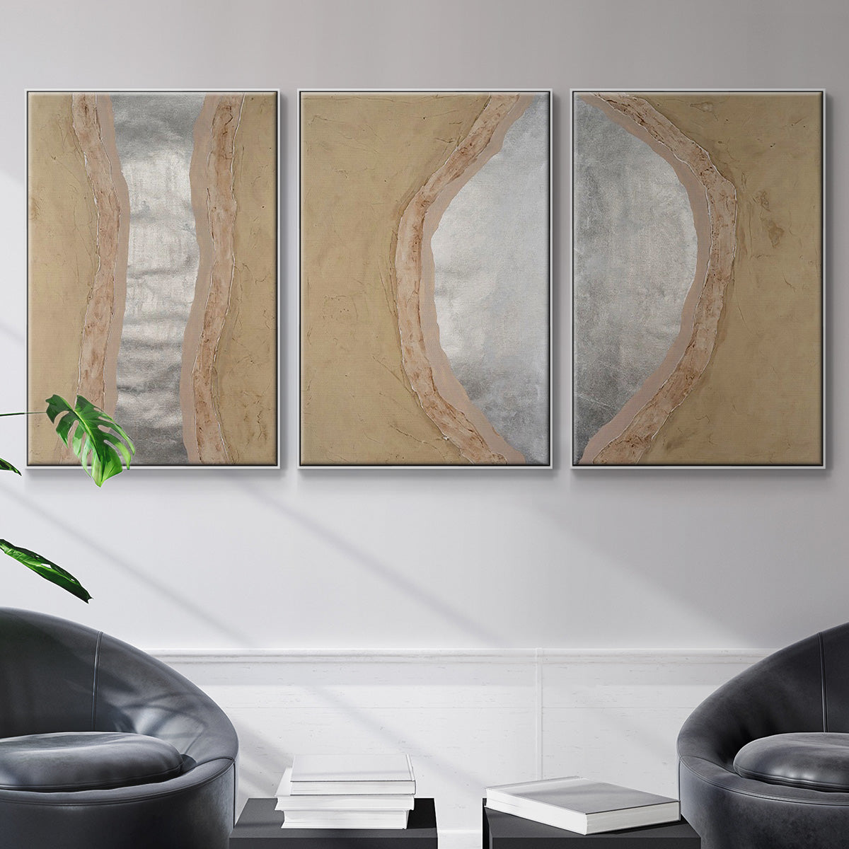 Silver Lake I - Framed Premium Gallery Wrapped Canvas L Frame 3 Piece Set - Ready to Hang