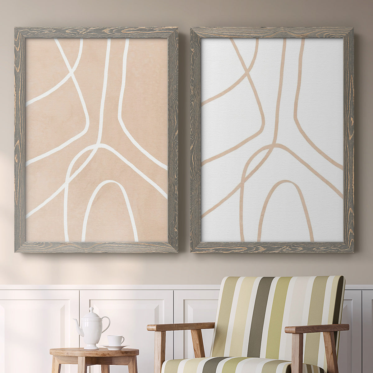 Clean Contour III - Barnwood Framed Canvas Set