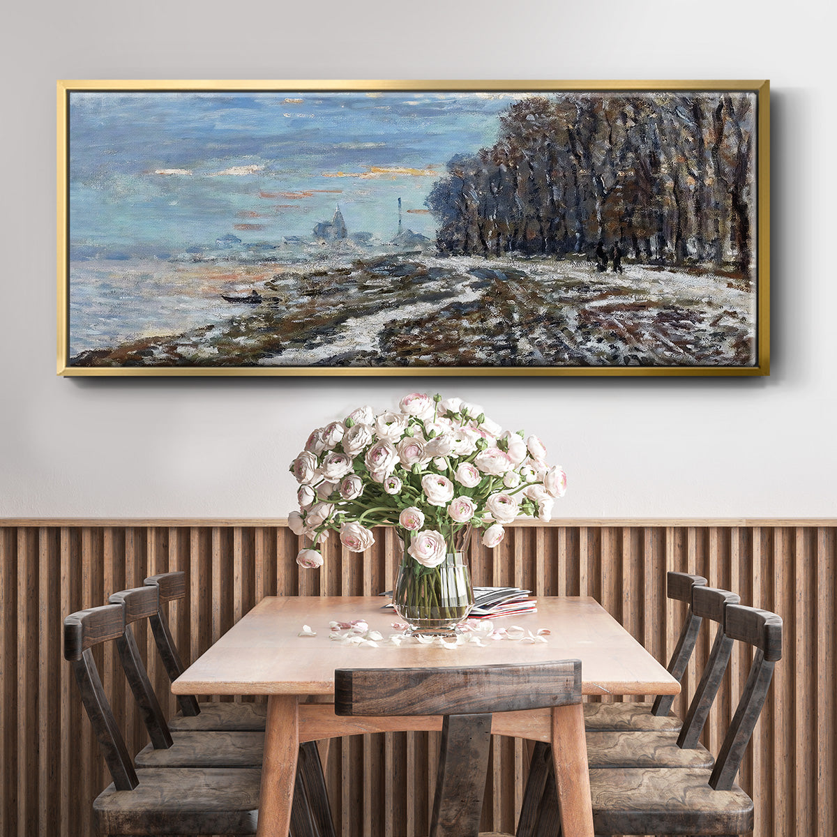 The Promenade at Argenteuil, Winter's Evening, 1875 - Floater Framed Canvas Print