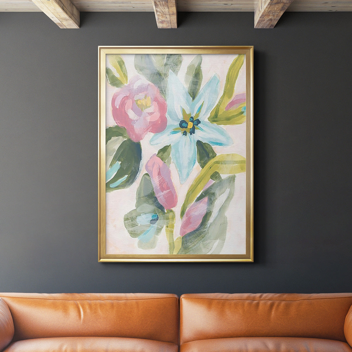 Floral Breeze Fresco  I - Modern Framed Canvas Print