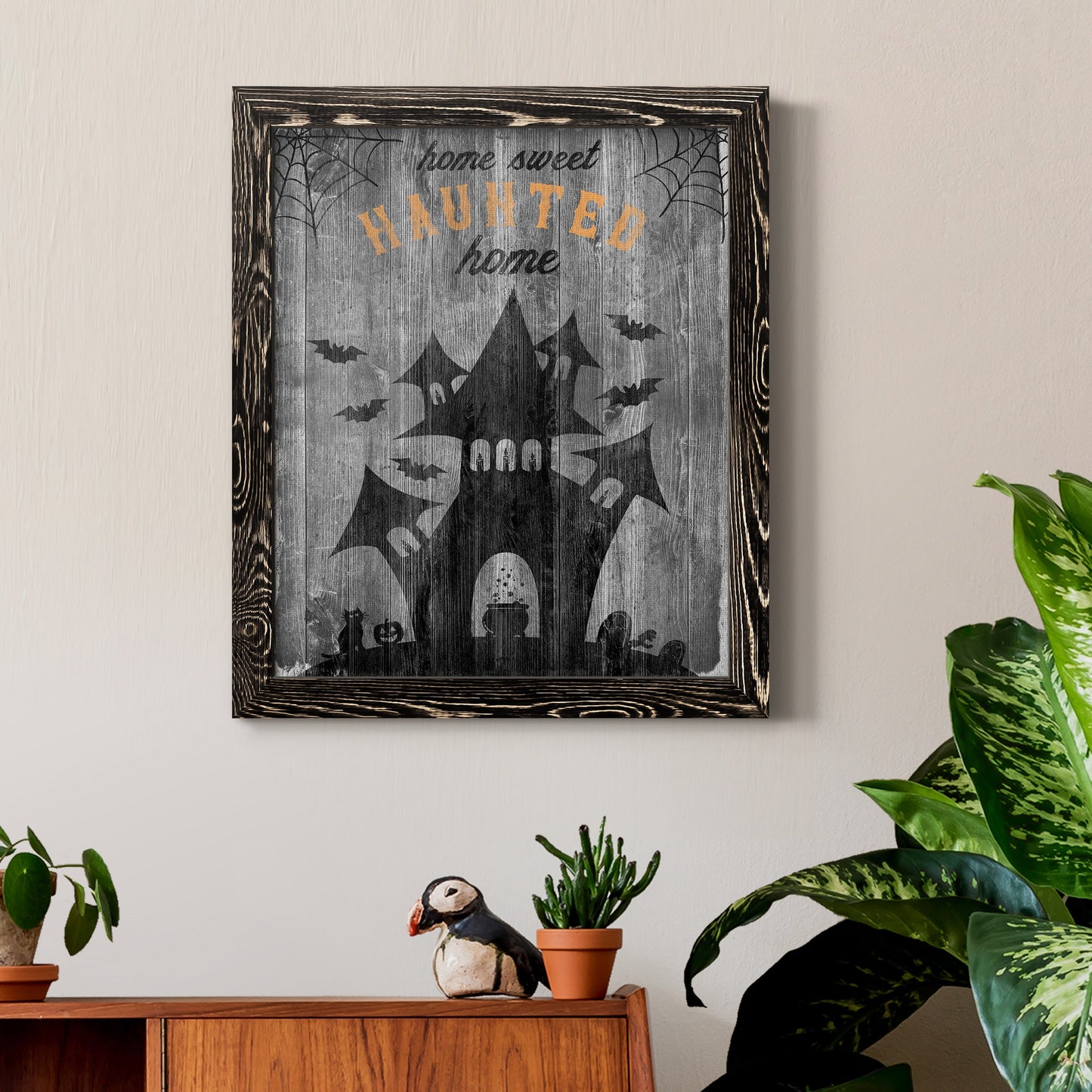 Haunted House - Premium Canvas Framed in Barnwood - Ready to Hang