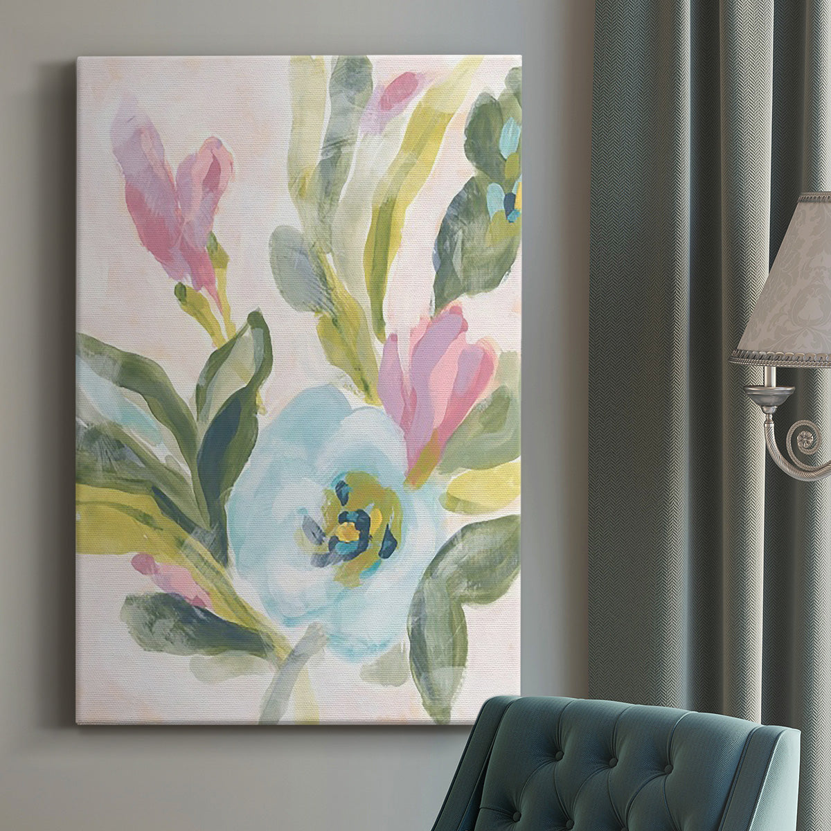 Floral Breeze Fresco  II - Canvas Art Print