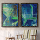 Geometric in Cool VII - Premium Framed Canvas 2 Piece Set - Ready to Hang