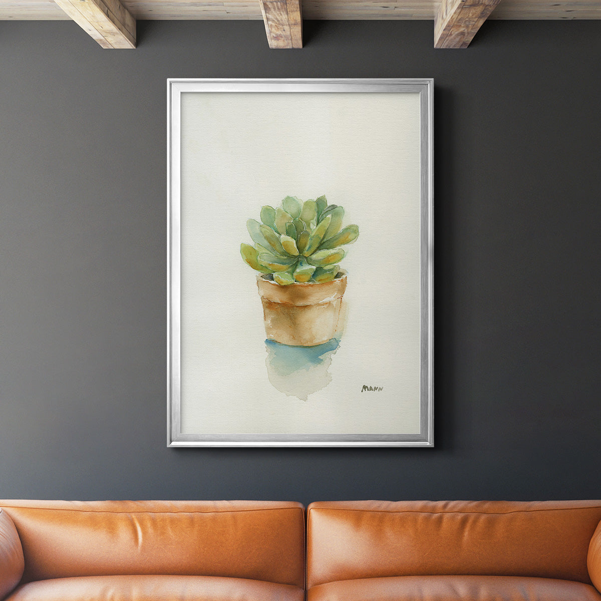 Succulent II - Modern Framed Canvas Print