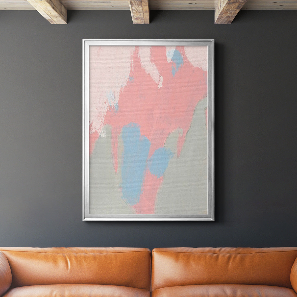 Blushing Abstract III - Modern Framed Canvas Print