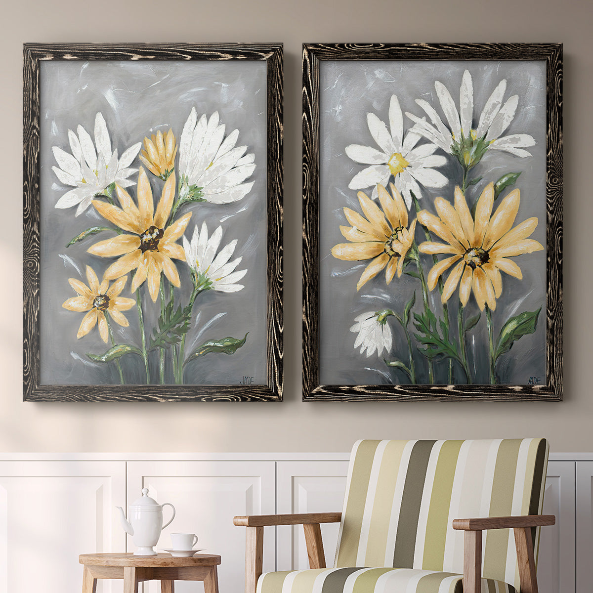 Summer Daisies I - Premium Framed Canvas 2 Piece Set - Ready to Hang