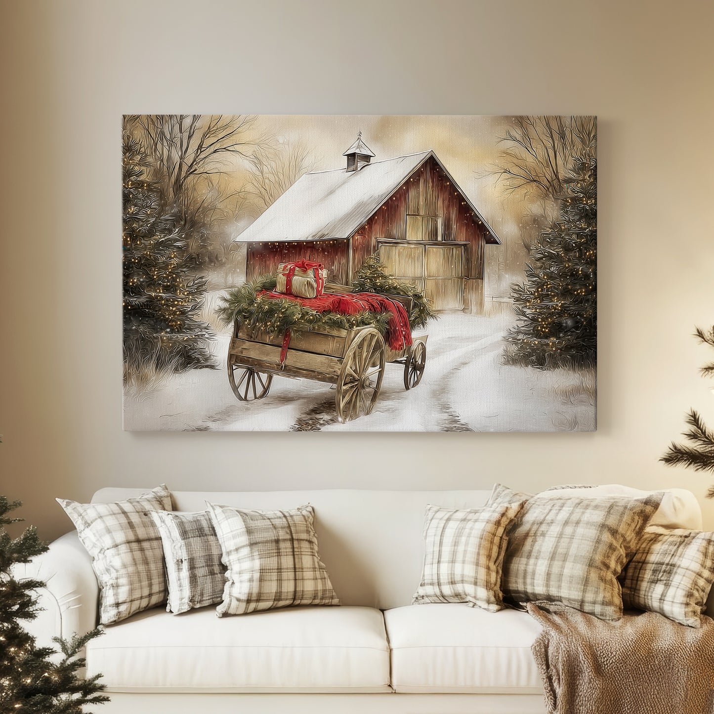 Warm Lantern Carols Lane - Canvas Art Print