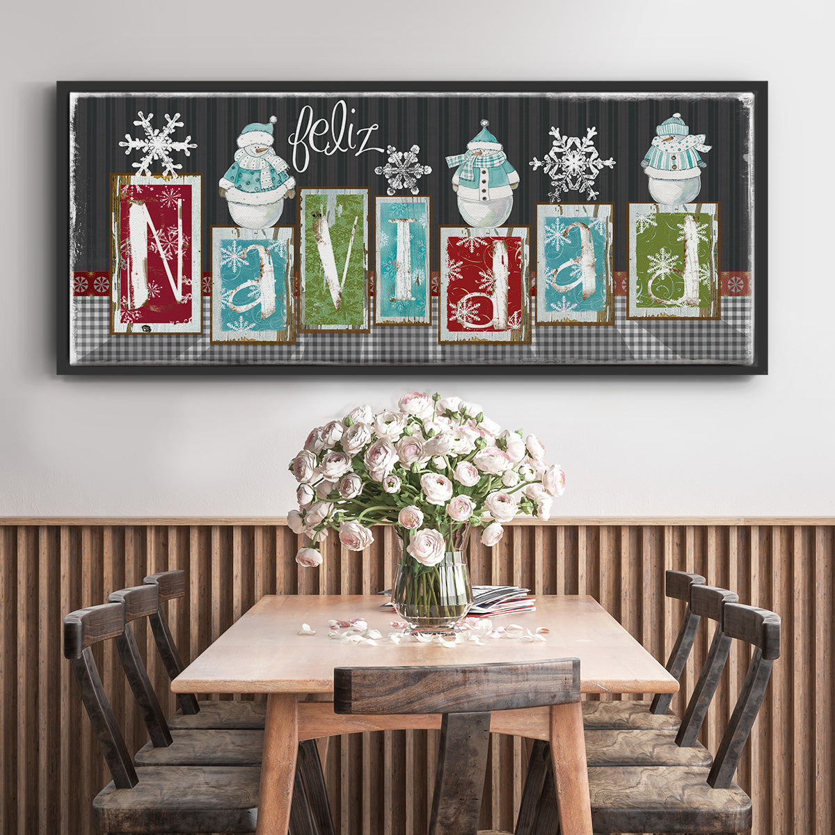 Navidad Blocks - Floater Framed Canvas Print