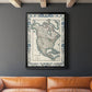 Bordered Map of North America - Modern Framed Canvas Print