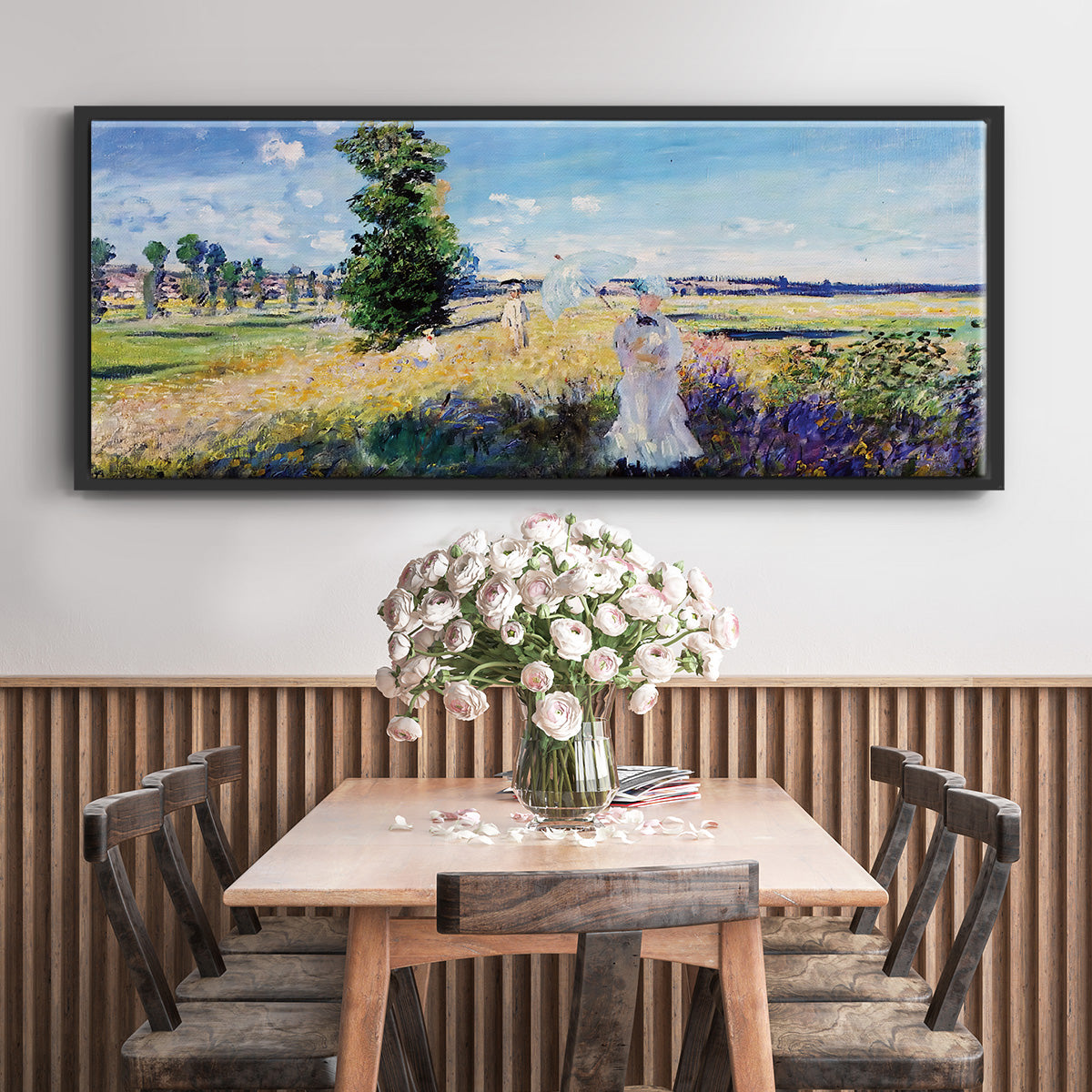 The Promenade, Argenteuil, 1875 - Floater Framed Canvas Print