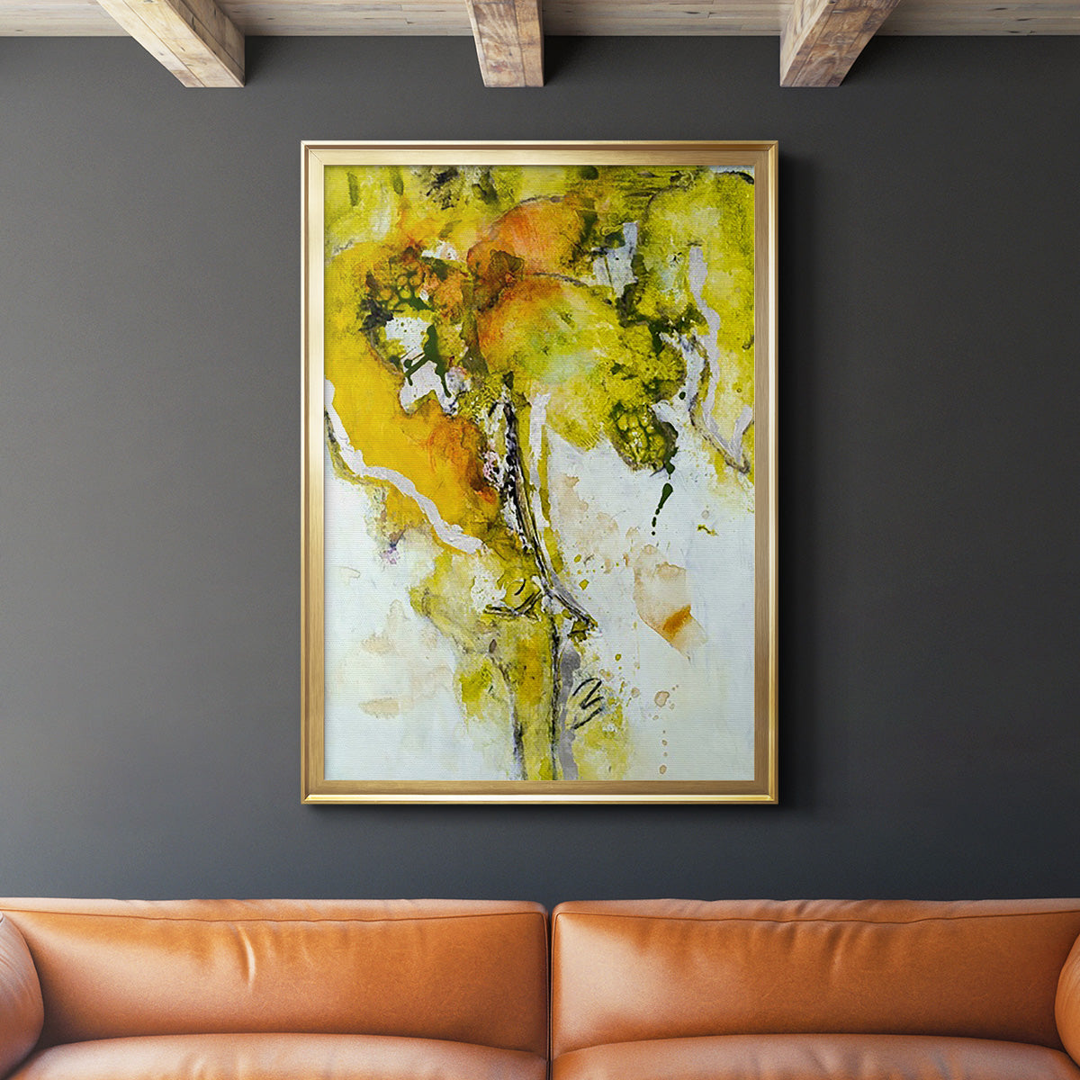 Golden Foliage II - Modern Framed Canvas Print