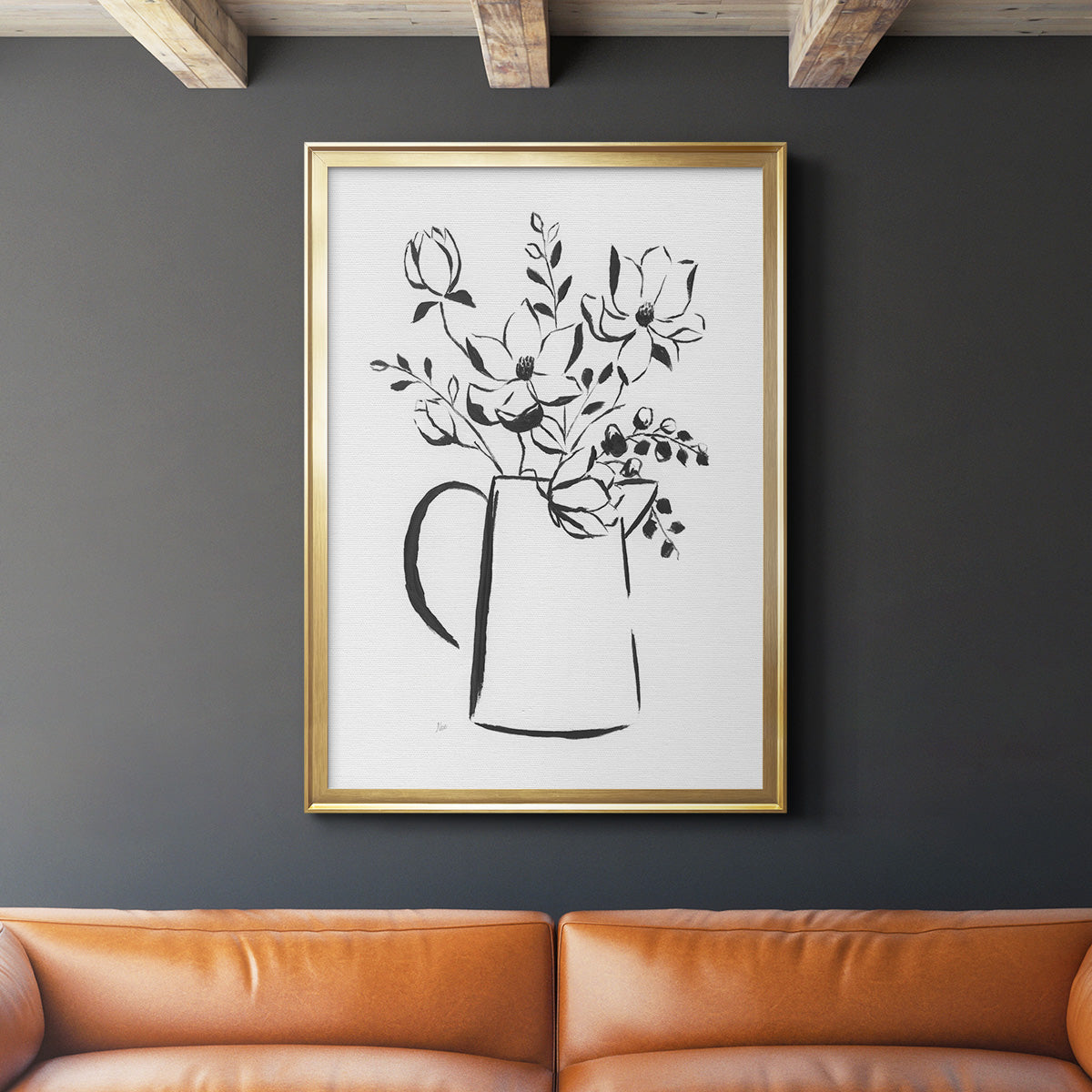 Sketchy Bouquet I - Modern Framed Canvas Print