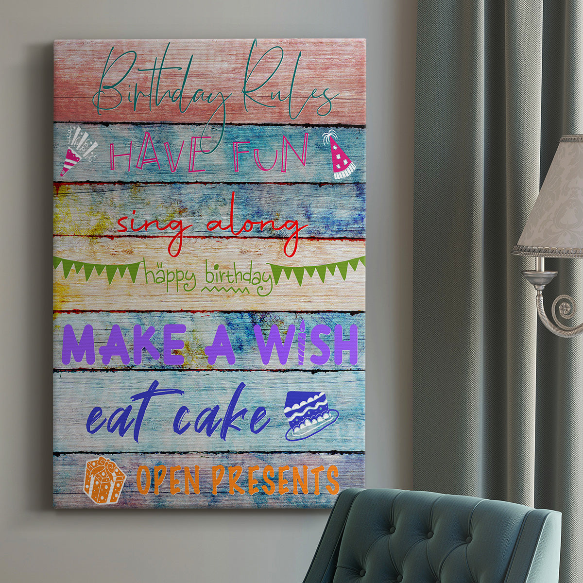 Birthday Rules Premium Gallery Wrapped Canvas - Ready to Hang