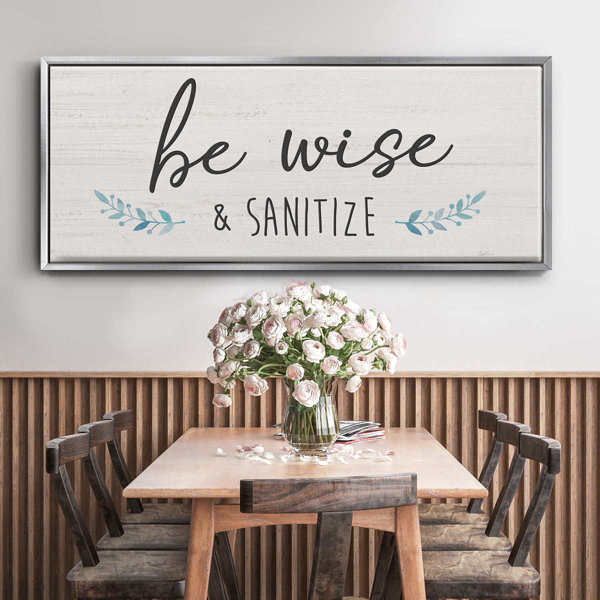 Be Wise & Sanitize - Floater Framed Canvas Print