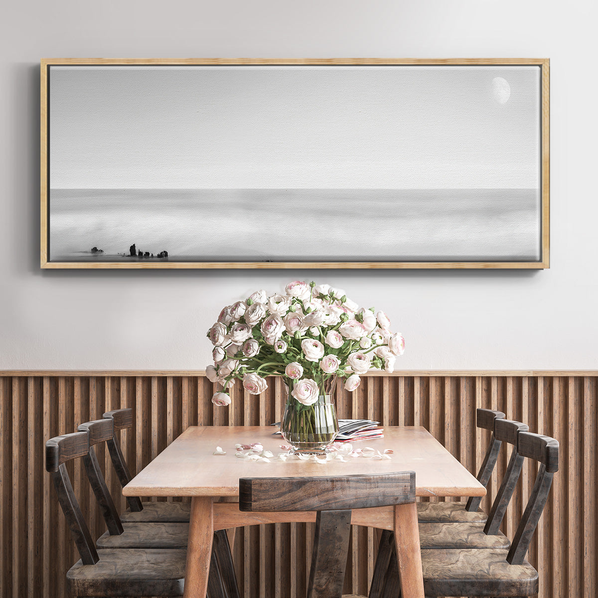 Black & White Water Panel XIV - Floater Framed Canvas Print