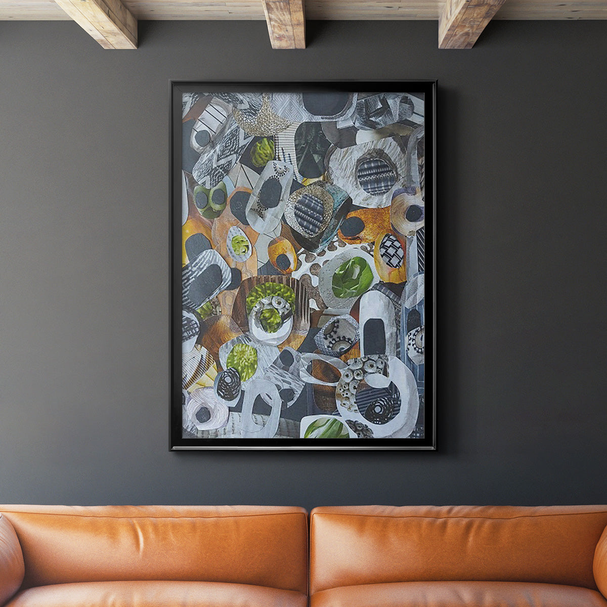 Big Sur Stones and Kelp - Modern Framed Canvas Print