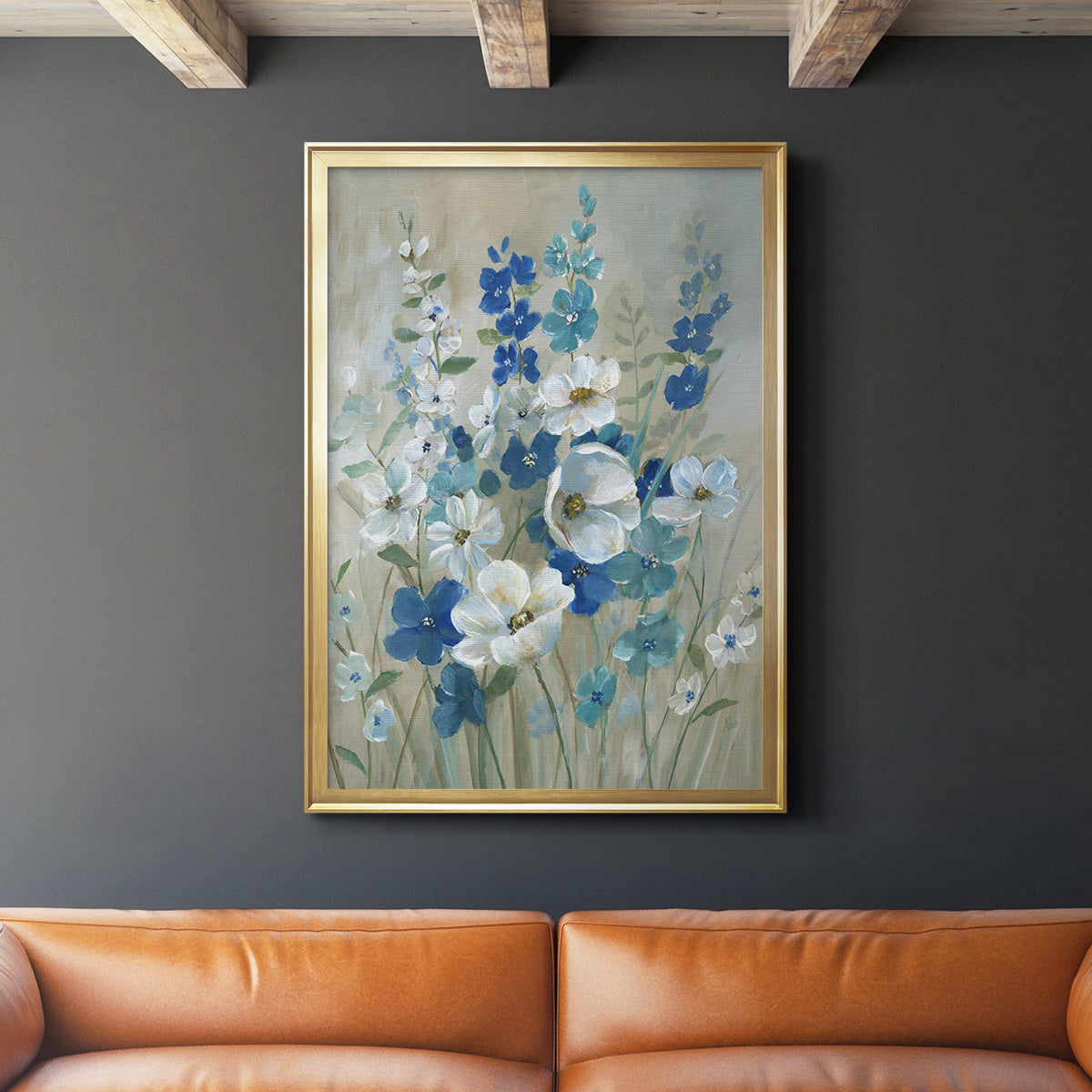 Blue Garden I - Modern Framed Canvas Print