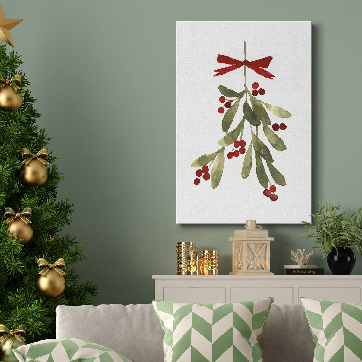 Mistletoe Bow I Premium Gallery Wrapped Canvas - Ready to Hang