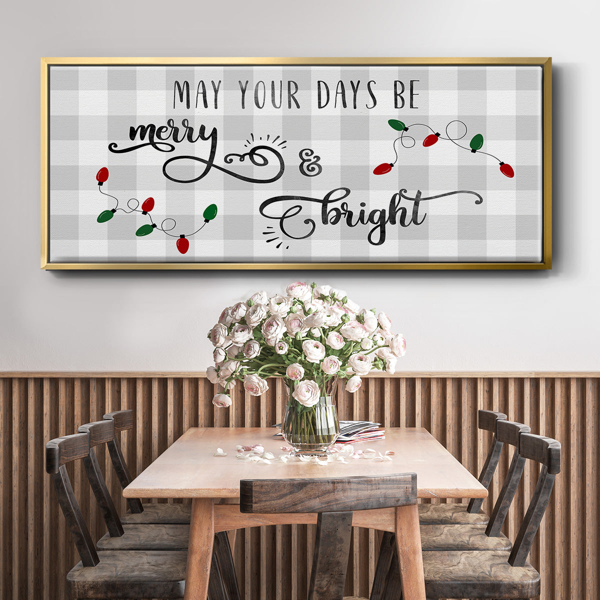 Buffalo Check Merry - Floater Framed Canvas Print