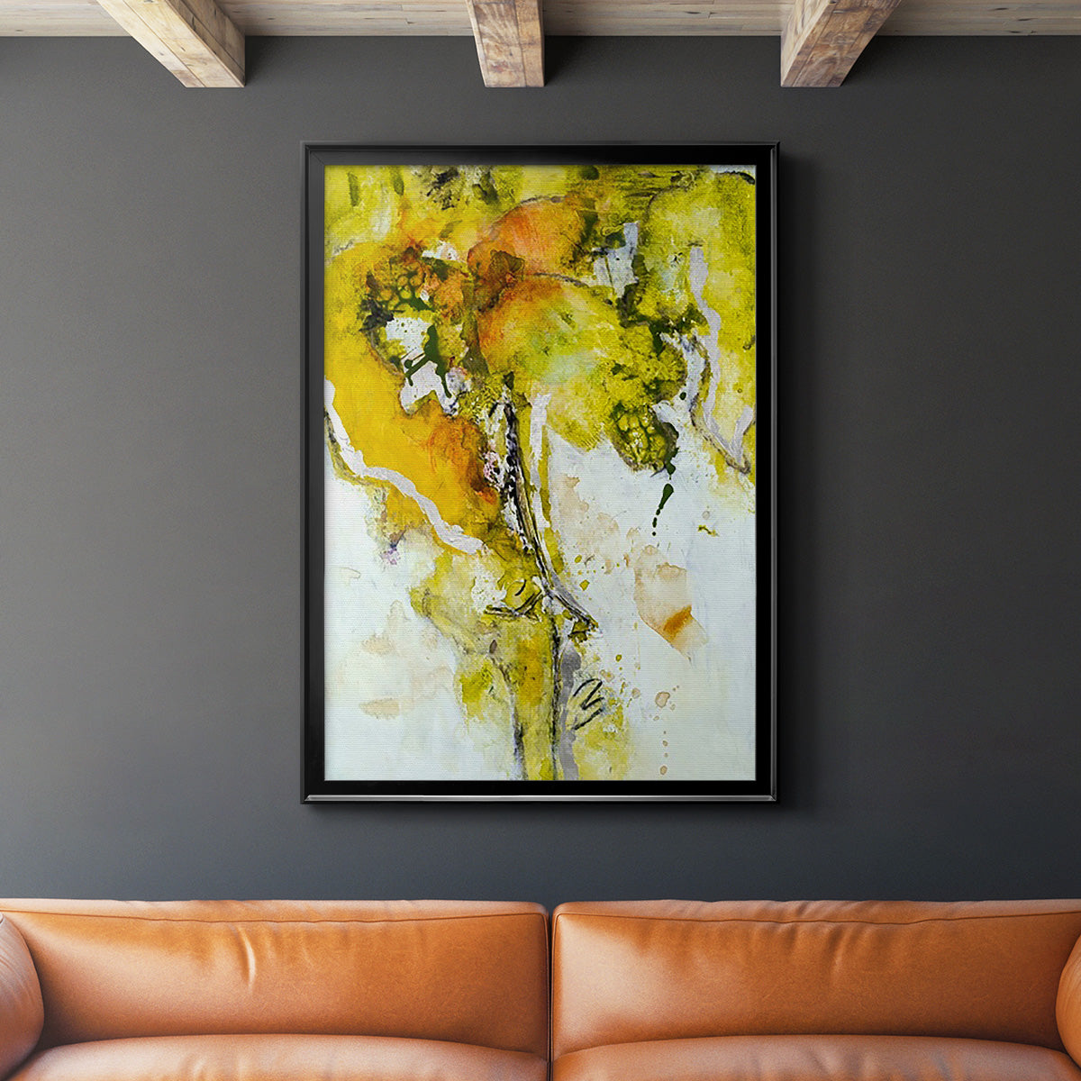 Golden Foliage II - Modern Framed Canvas Print