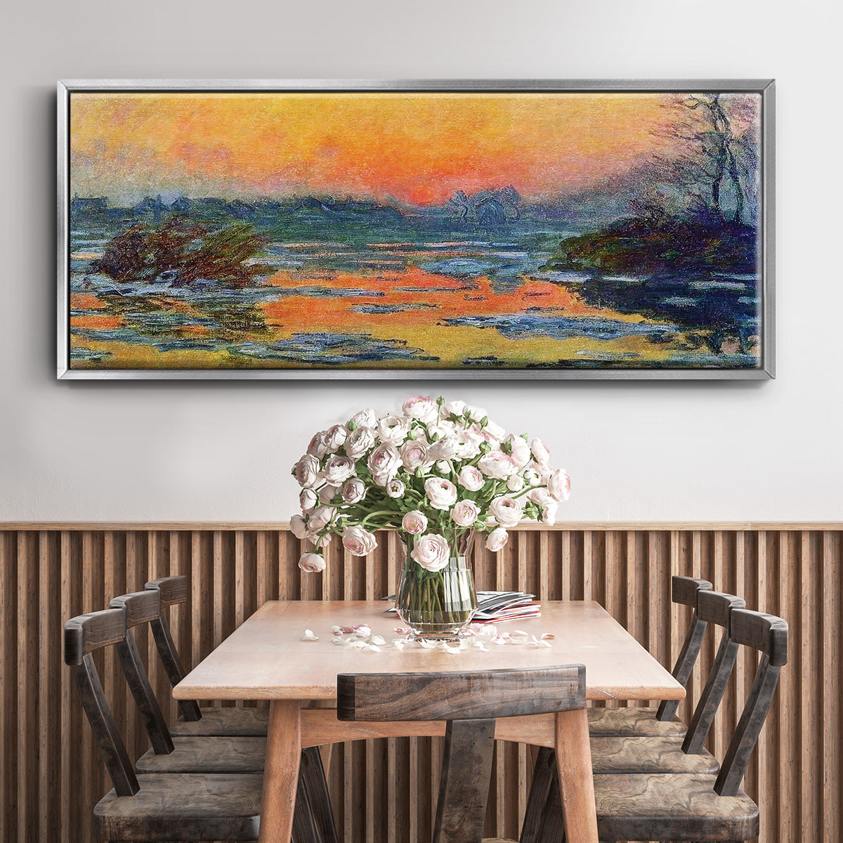 Sunset on the Seine in Winter, 1880 - Floater Framed Canvas Print