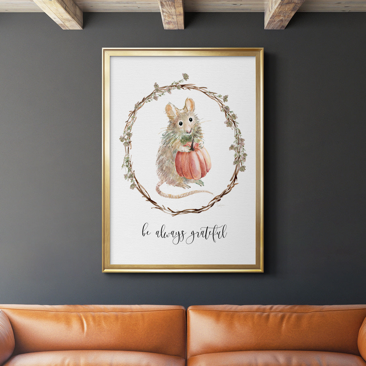 Harvest Home Mouse - Modern Framed Canvas Print