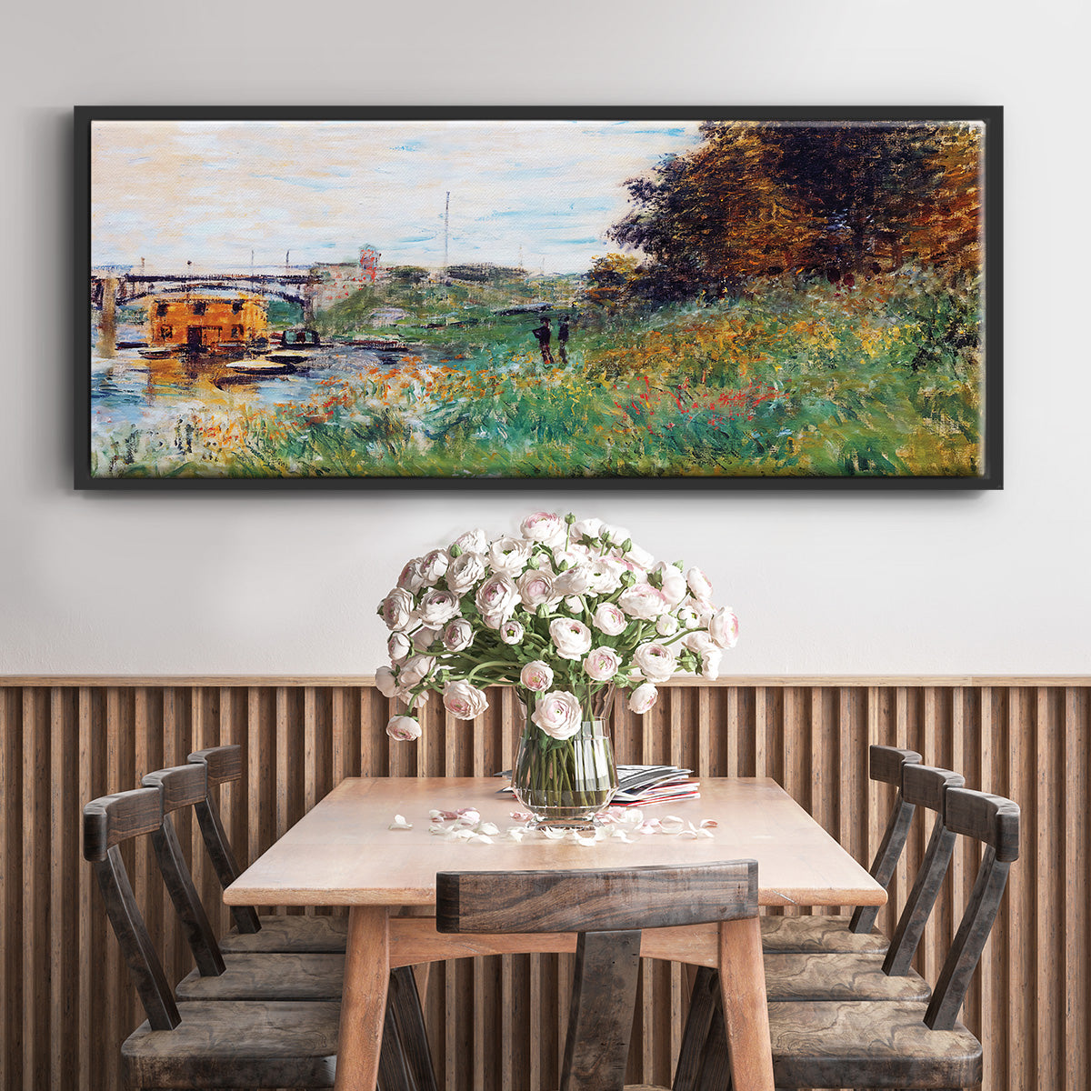 The Banks of the Seine at the Argenteuil Bridge, 1874 - Floater Framed Canvas Print