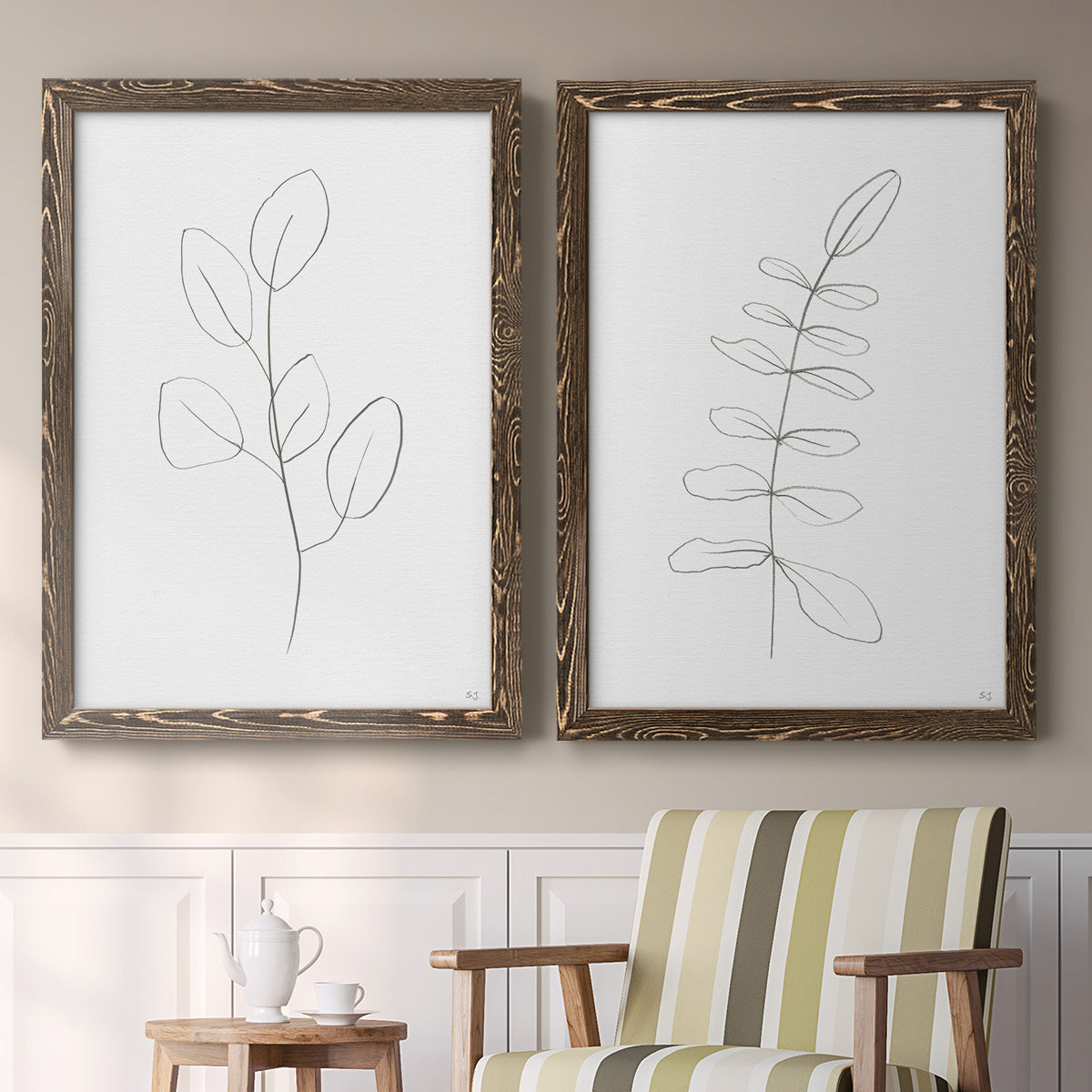 Botanical Gesture III - Premium Framed Canvas 2 Piece Set - Ready to Hang