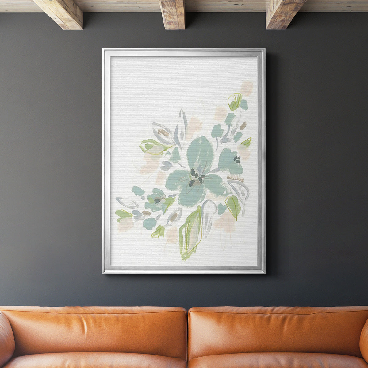 Seafoam Petals II - Modern Framed Canvas Print