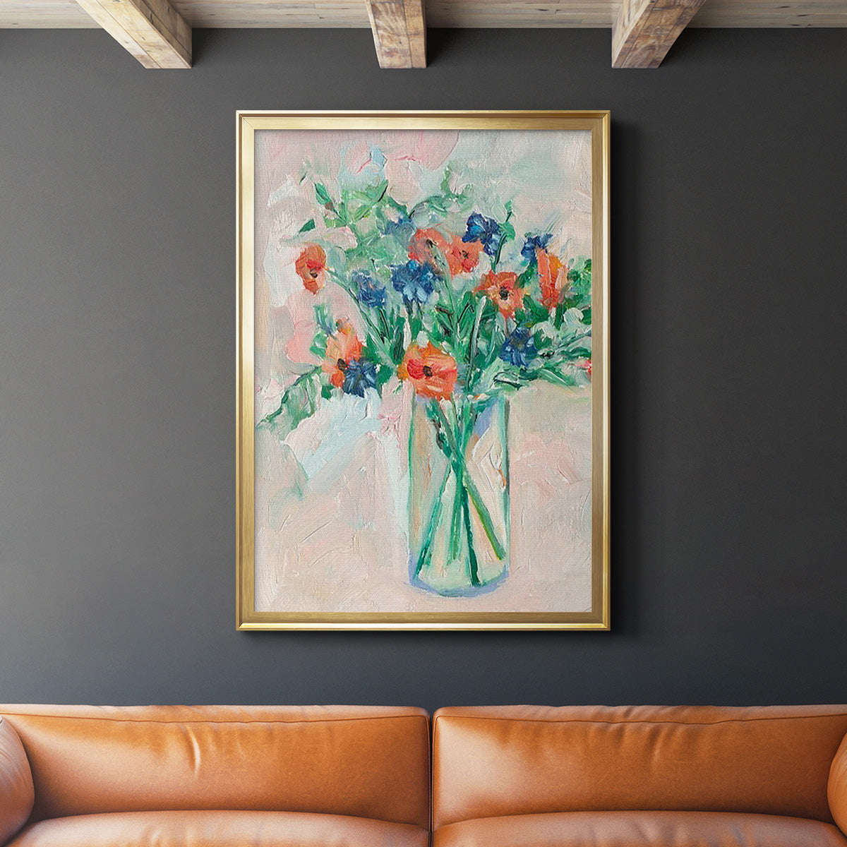 Painterly Soft Bouquet II - Modern Framed Canvas Print