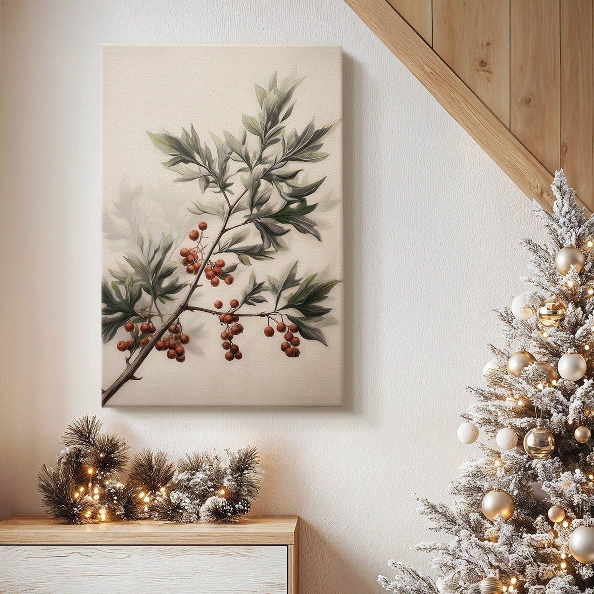Tinsel-Gold Candle Parish - Canvas Art Print